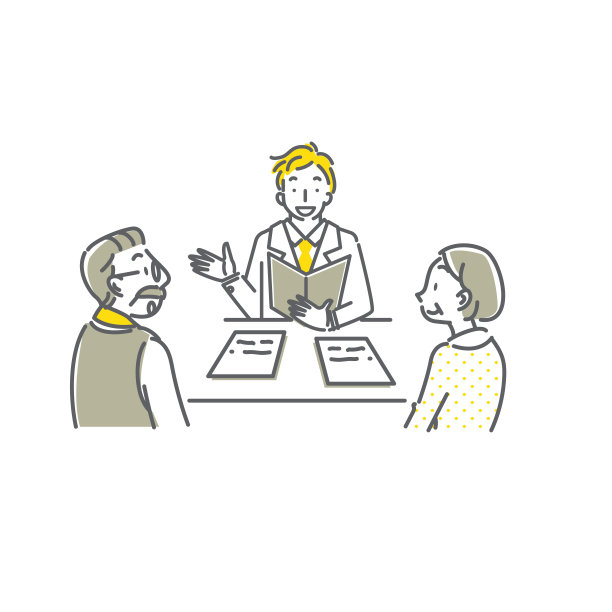 老两口正在和业务员交谈图片下载