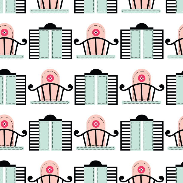 窗户和阳台矢量无缝模式图片下载