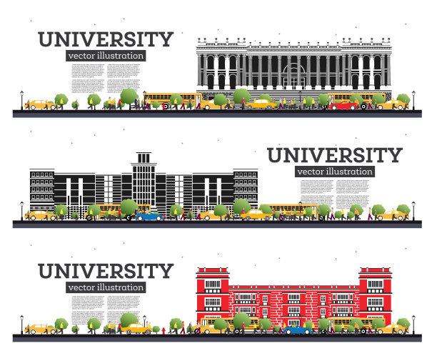 大学校园。研究旗帜孤立在白色。矢量插图。图片下载