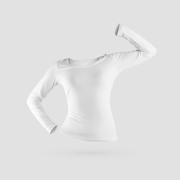 3d渲染白色长袖运动衫模型，孤立的背景，正面视图图片下载