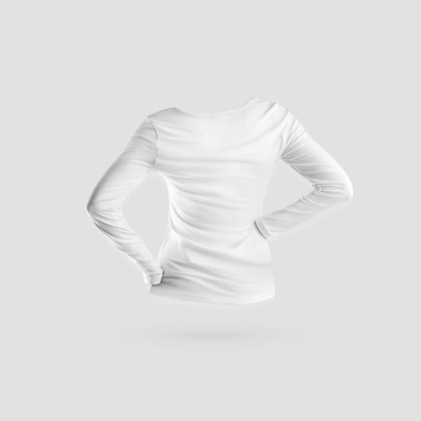 3d渲染白色长袖运动衫模型，孤立的背景，背面视图图片下载
