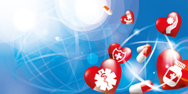 抽象彩色背景上的医学图标和元素。图片下载