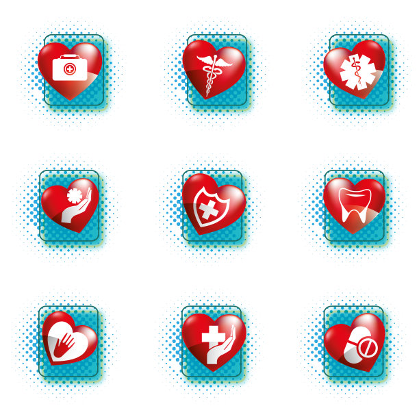 孤立的白色背景上的医疗图标和元素。图片下载