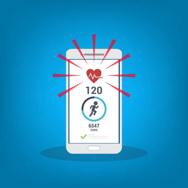 手机上的健身追踪应用。跑步追踪器，步数计数器。矢量图图片下载