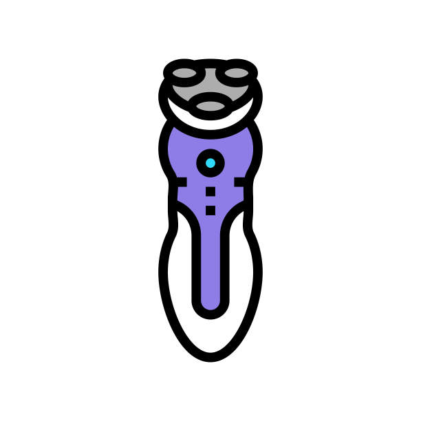 电动剃须刀设备颜色图标矢量插图图片下载