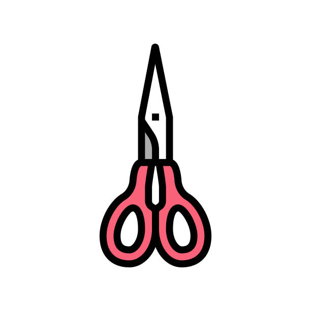 剪刀美容院工作人员配件颜色图标矢量插图图片下载