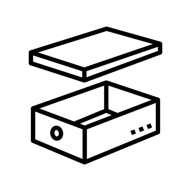 女鞋盒线图标矢量插图图片下载