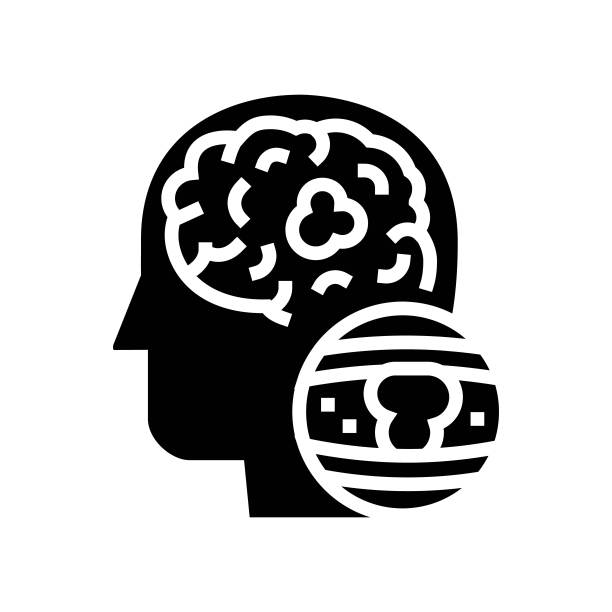 脑血管阻塞字形图标矢量插图图片下载