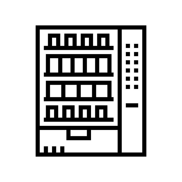 零食贩卖机汽车旅馆线矢量图标插图图片下载