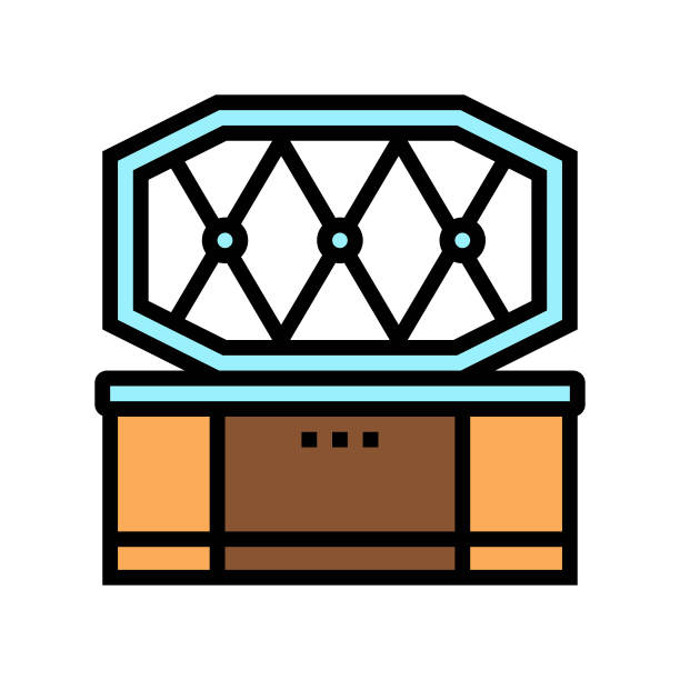 棺材宠物葬礼颜色图标矢量插图图片下载