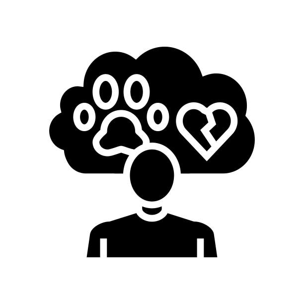 童年创伤宠物葬礼字形图标矢量插图图片下载