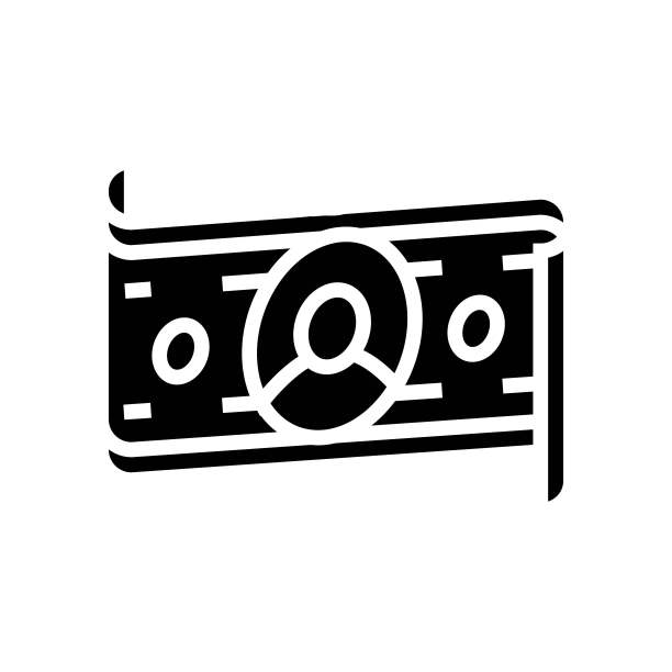 美元钞票业务模拟器应用字形图标矢量插图图片下载