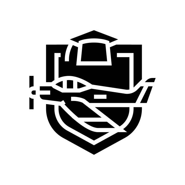毕业飞行学校字形图标矢量插图图片下载