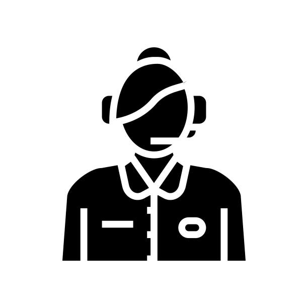 调度员飞行学校字形图标矢量插图图片下载