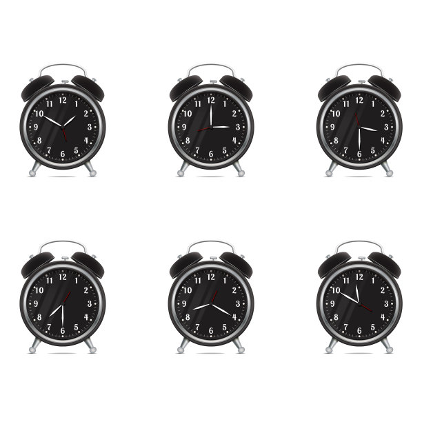 现实时尚的黑色金属闹钟图片下载