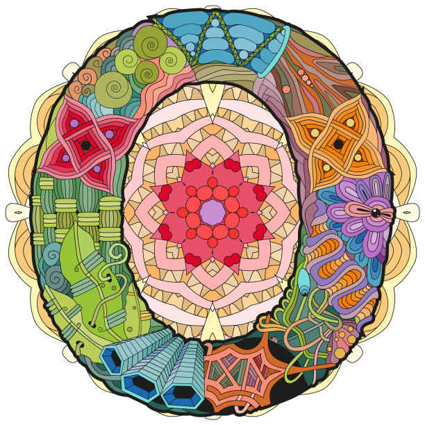 曼荼罗与字母o装饰纠缠图片下载