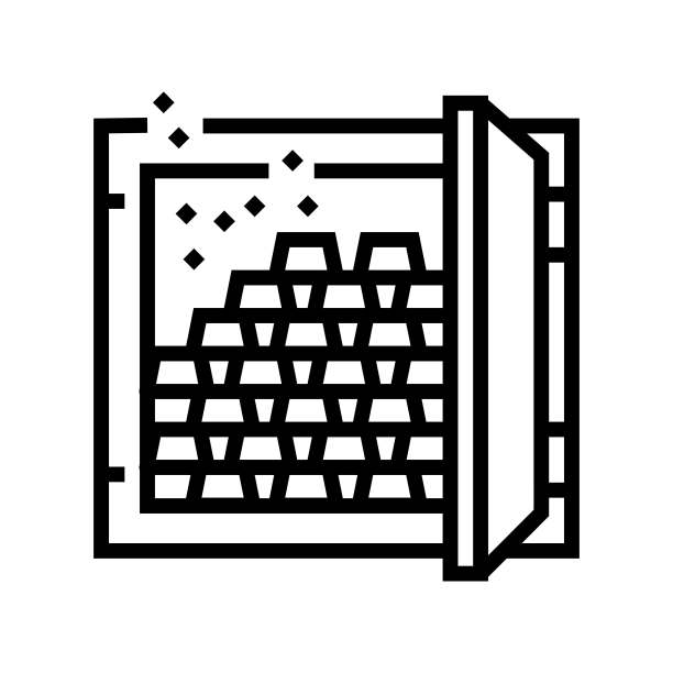 金在安全为赢家在视频游戏线图标矢量插图图片下载