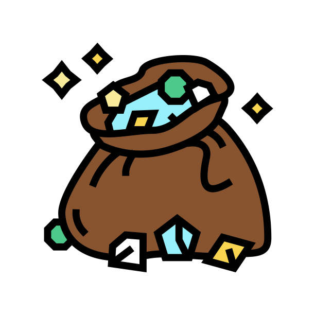 珠宝石头包，在手机游戏app中找到彩色图标矢量插图图片下载