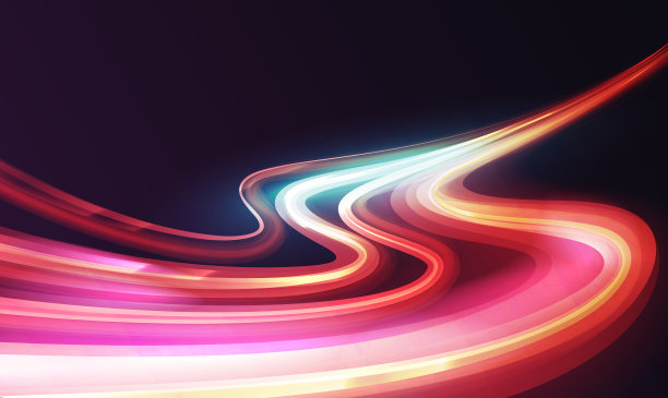 光线轨迹的波浪曲线，长曝光效应，城市汽车行驶在抽象的高速公路上图片下载