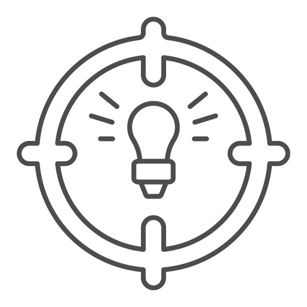 灯在目标细线图标启动概念图片下载