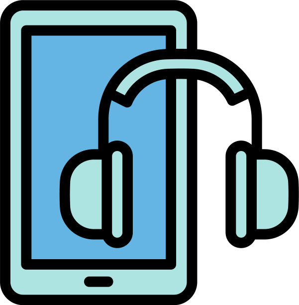 交互式学习耳机图标大纲图片下载