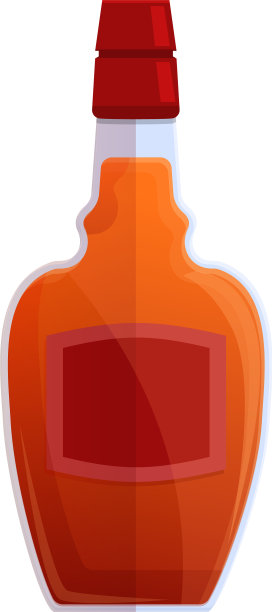 波本白兰地酒瓶图标卡通风格图片下载