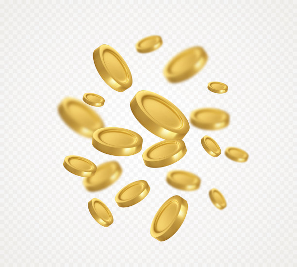 飞飞的金币孤立在洁白透明的上面图片下载