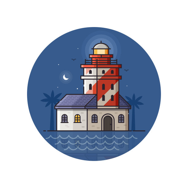 红灯楼图标在线条艺术图片下载