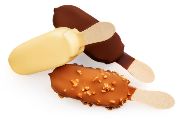 棍冰淇淋孤立在白色背景。香草爱斯基摩雪糕。冰棒和棒棒糖甜点。俯视图图片下载