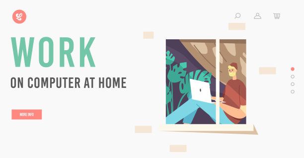 远程自由职业工作登陆页面模板。穿着潮装坐在家里的窗台边的男人自由职业者图片下载