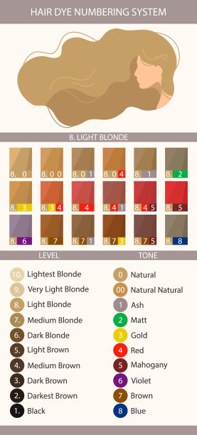 调色板与染发剂编号系统图片下载