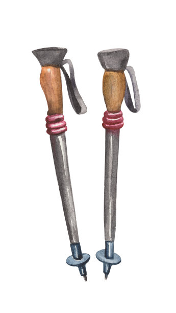 水彩元素的白色背景，北欧手杖图片下载