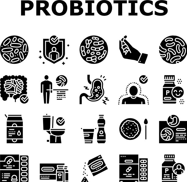 益生菌细菌收集图标集图片下载