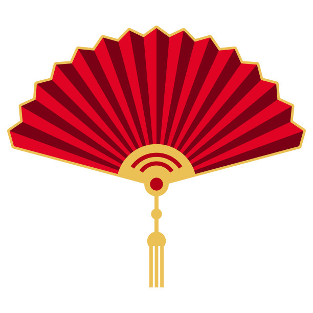 红色风扇的插图。用于卡片和请柬设计的东方装饰符号。图片下载