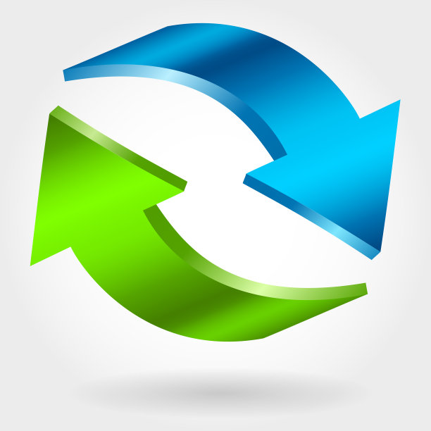 对抗蓝色和绿色箭头。三维演示图片下载