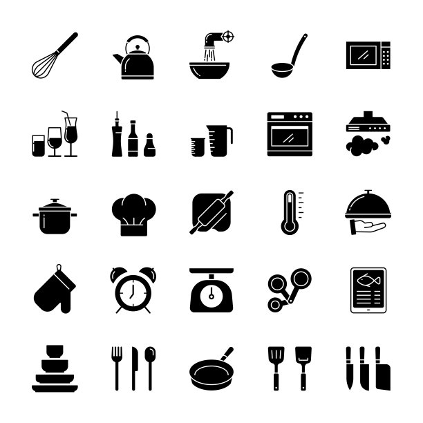烹饪和厨房图标设置图片下载
