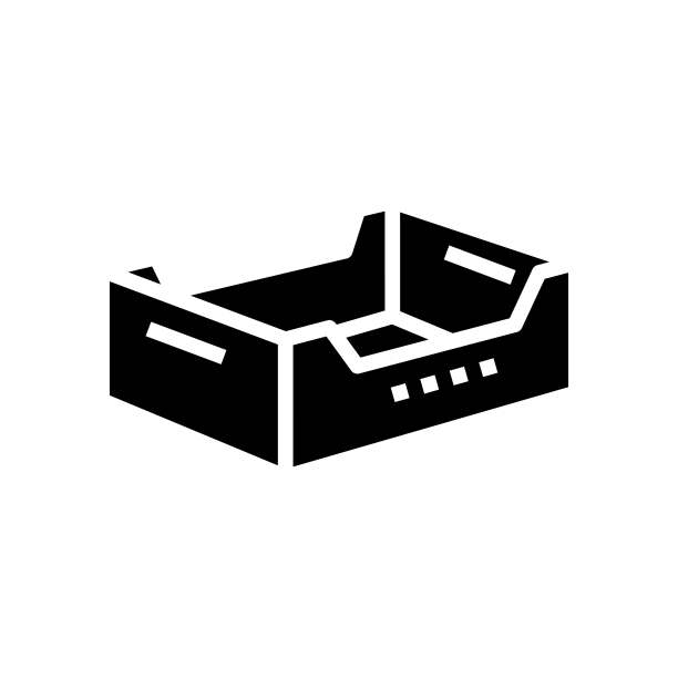 水果和蔬菜盒字形图标矢量插图图片下载