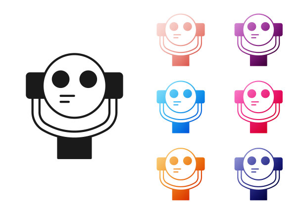 黑色旅游双筒望远镜图标孤立在白色背景上。游客观景台的双筒望远镜。设置图标丰富多彩。向量图片下载