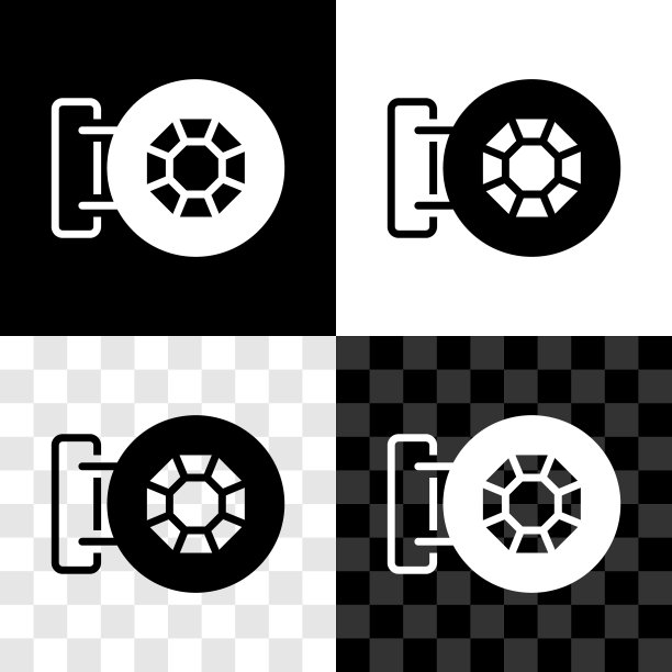 设置前立面建筑珠宝店图标孤立的黑白，透明的背景。向量图片下载