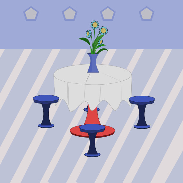 在咖啡厅，浪漫的咖啡厅和餐厅，浪漫约会的地方，桌子上的椅子和花瓶。图片下载