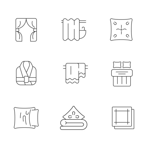 家纺产品线性图标集图片下载