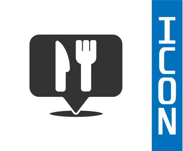 灰色咖啡馆和餐厅位置图标孤立图片下载