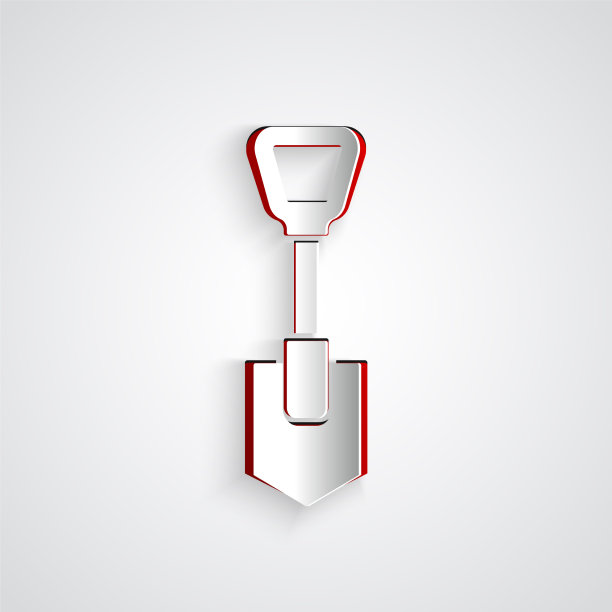 剪纸铲图标孤立在灰色背景图片下载