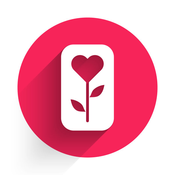 白色花玫瑰图标孤立与长影子图片下载