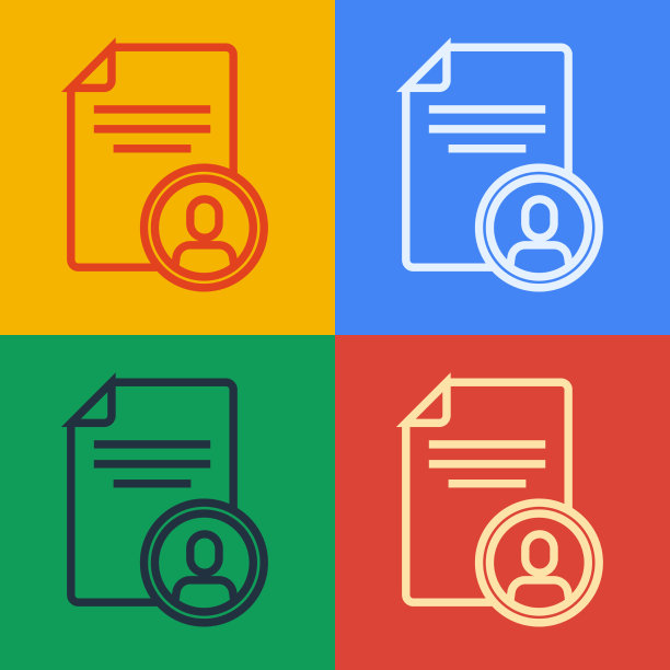 流行艺术线简历图标孤立的颜色图片下载