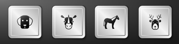 设狗、犀牛、马和鹿头同图片下载