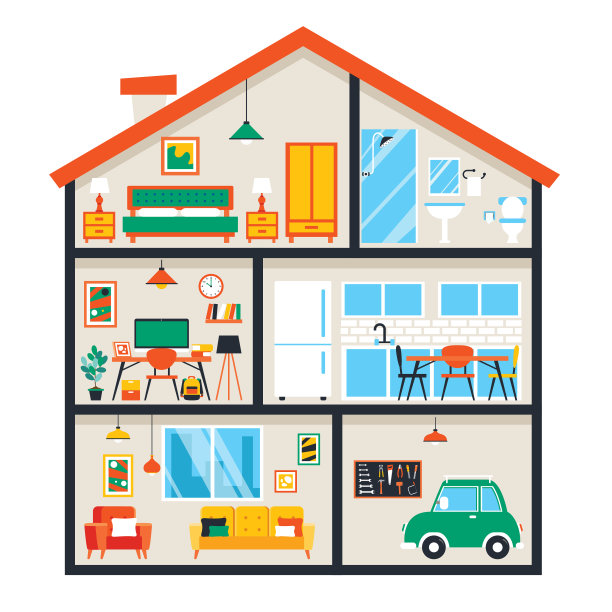 房间配有扁平家具图片下载