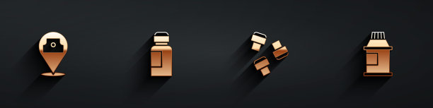 设置喷漆罐，油漆，水粉，罐子，染料，记号笔附件和图标与长阴影。向量图片下载