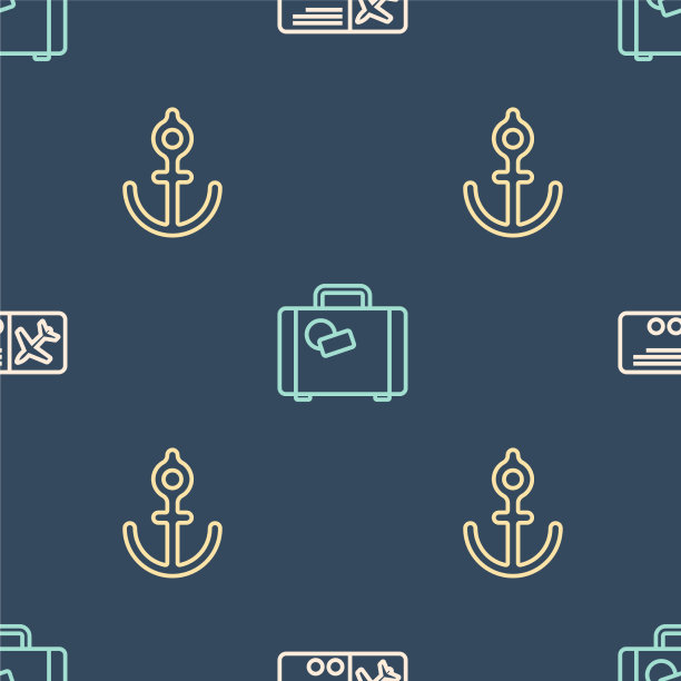 订好机票锚和行李箱图片下载