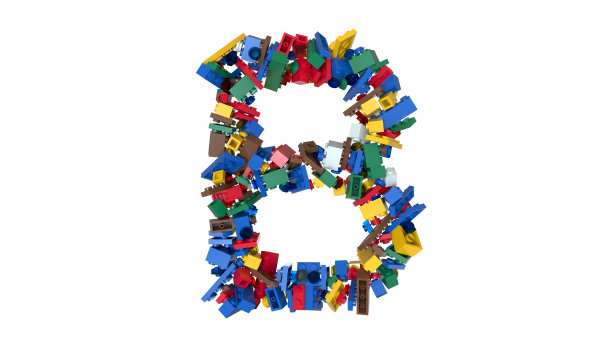 打乱颜色的砖块建筑块字体文本B图片下载